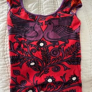 Custo Barcelona Red and Purple Graphic Scoop Neck Tank